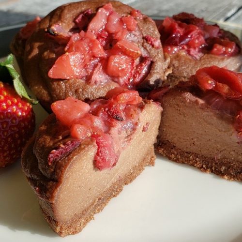 Chocolate Cheesecake Bites with Strawberry Confetti