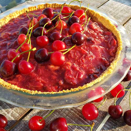 Sour and Sweet Cherry Cheesecake Pie