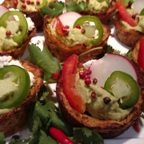 Holiday Cauliflower Avocado Hummus “Cupcakes”