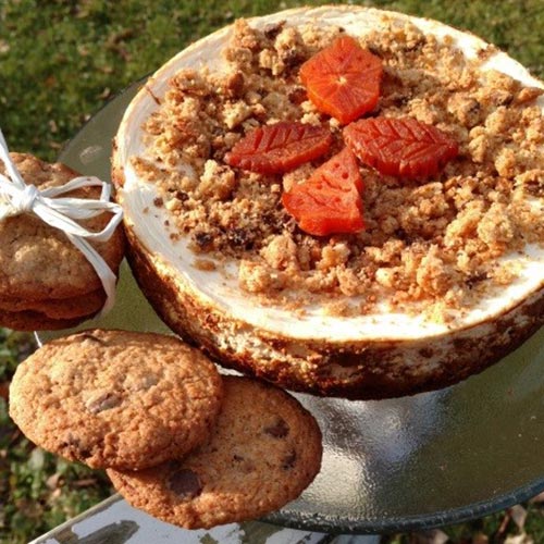 Chocolate Chip Cookie Cheesecake with Persimmon Ornaments