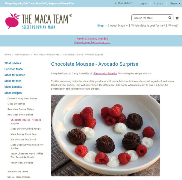 The Maca Team - Featured Flavour with Benefits Recipe - Chocolate Mousse Avocado Surprise