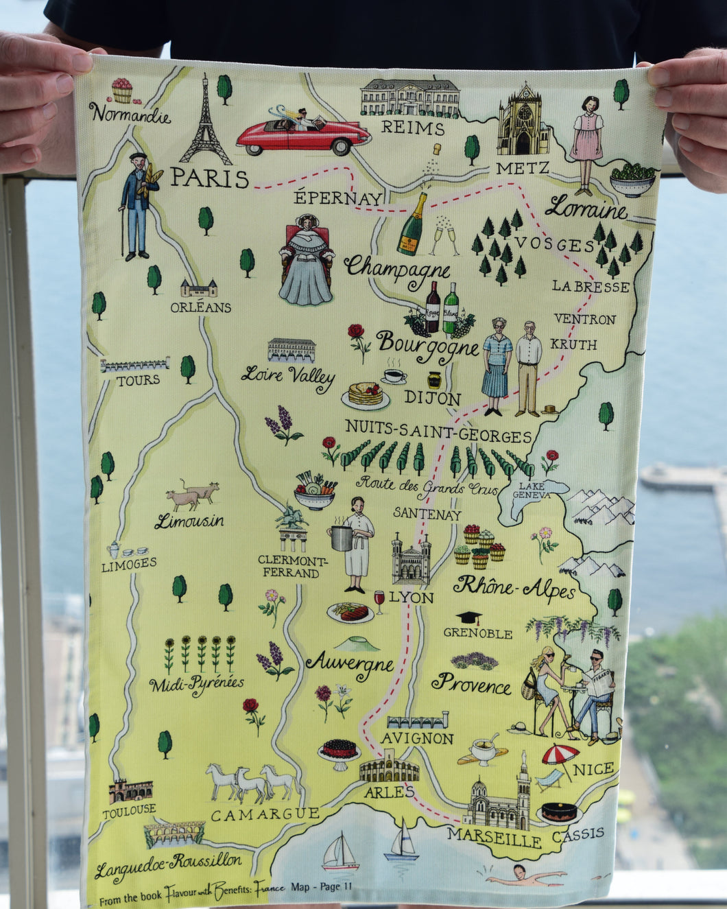 Flavour with Benefits: France - Tea Towel - Map of Journey of France